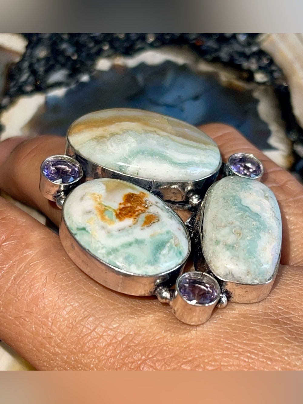 Green Jasper Ring Size 8 1/2 - The Rain Bringer